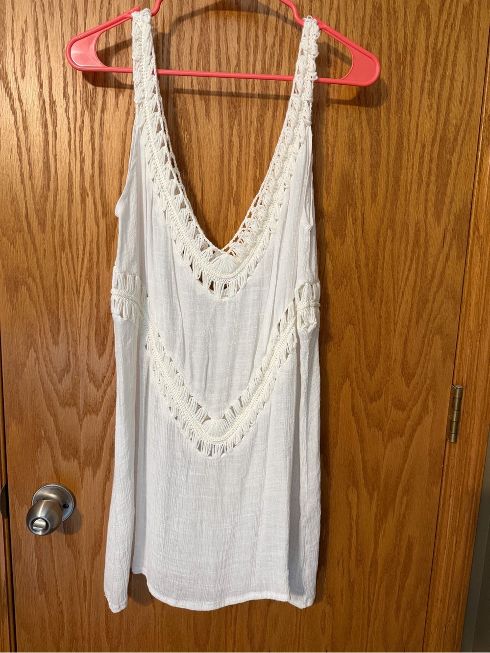 SHEIN White Crochet Trim Swim Coverup